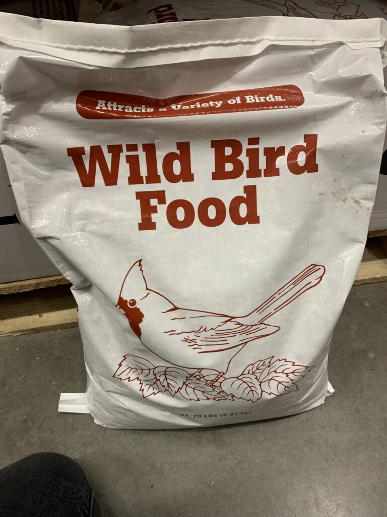 A bag of Wild Bird Food for sale at the Home Depot.