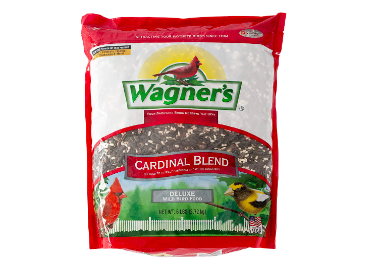 A bag of Wagner's Cardinal Blend bird seed.