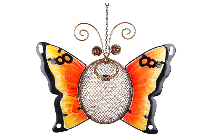 A Metal Mesh Butterfly Bird Feeder