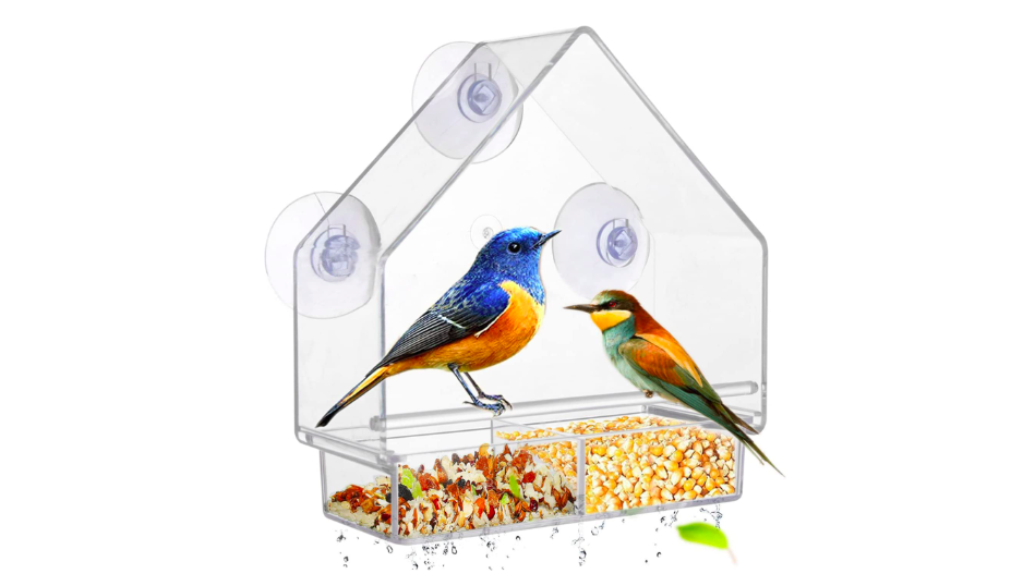 A window bird feeder with suction cups for sale on Amazon.