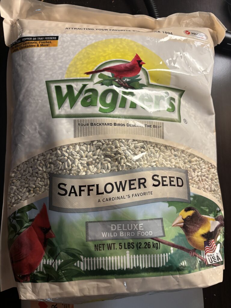 A bag of Wagner's safflower seed.