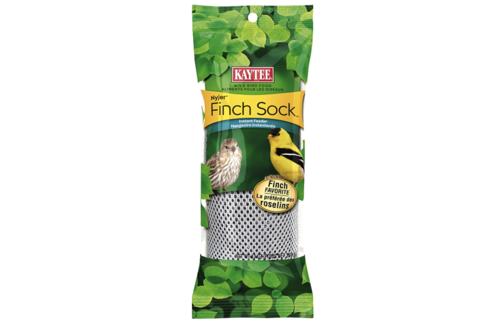 A Kaytee Nyjer finch sock is a great temporary feeder for attracting Goldfinches.